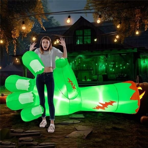 9 Ft Long Giant Halloween Inflatables Zombie Arm Outdoor...